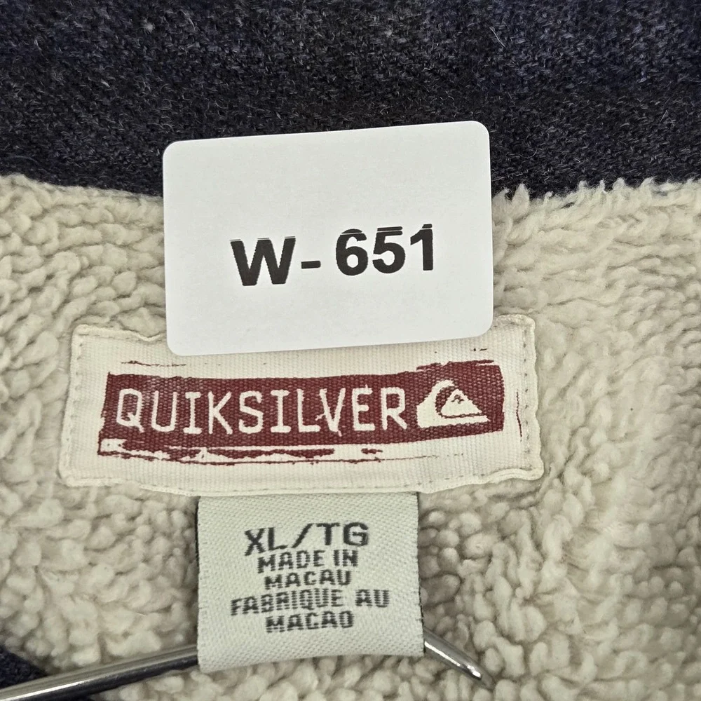 VINTAGE Quiksilver Men Jacket XL/TG Navy Wool Blend Fleece Flannel Lined READ